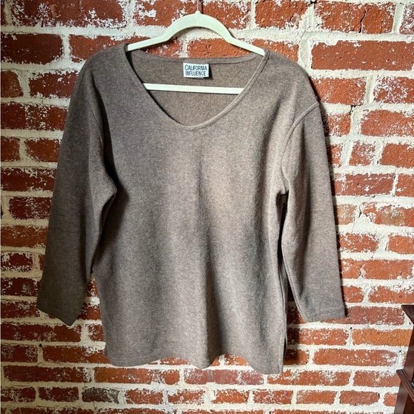 Vintage brown elevated basic long sleeve top - Picture 6 of 6